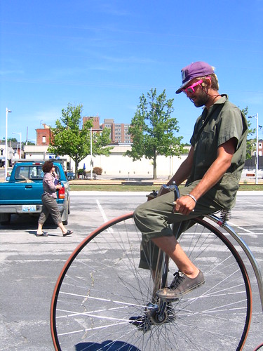 Nick on the pennyfarthing bike